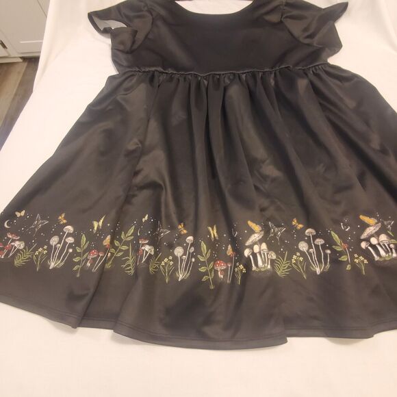 Hot Topic Mushroom Butterfly Border Babydoll Heavy Satin Dress Plus Size 4XL - Picture 12 of 14